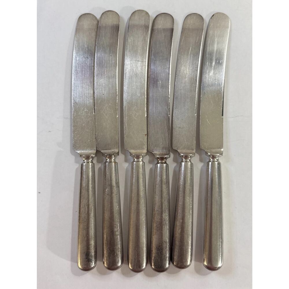 Vintage 6 Silverplate Knives Flatware - 1857 AS Co World Brand #16 Knives